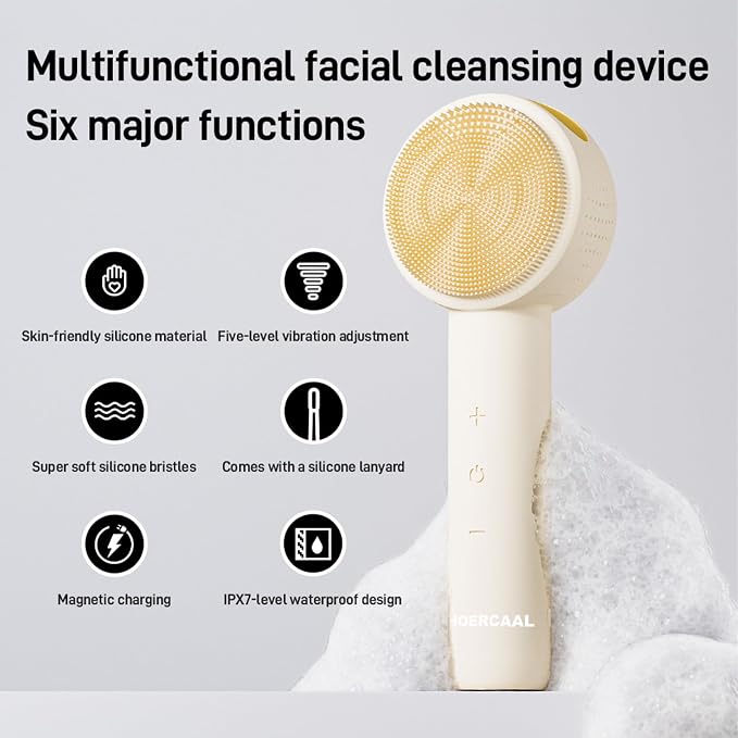 Facial Cleansing Brush Electric – Rechargeable Silicone Face Scrubber, - Image 5