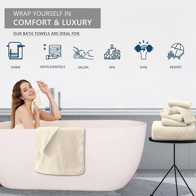 Extra Large Bath Towel Set of 4, Oversized Bath Sheet Super Soft Highly - Image 6