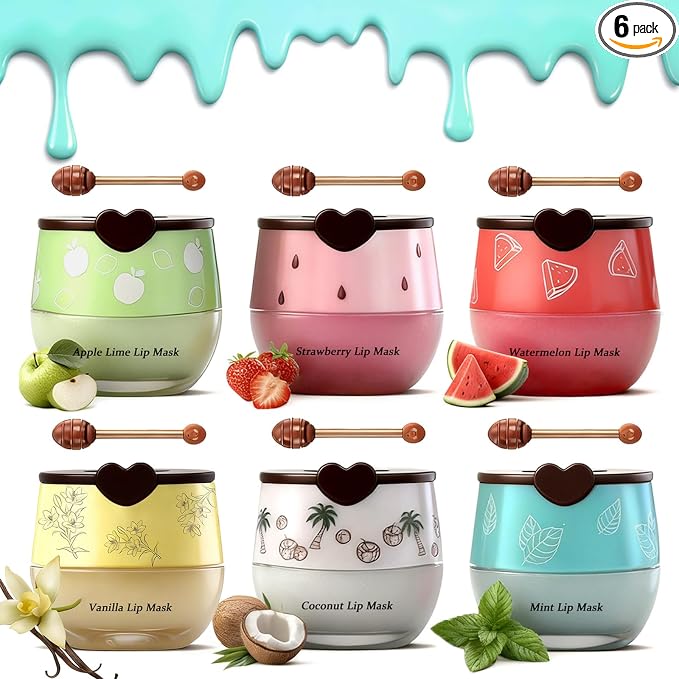 6 PCS Bee Lip Balm Honey Pot Set, Moisturizing Propolis Mask, Hydrating by Charm+Kiss