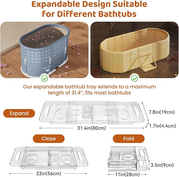Expandable Bathtub Tray, Foldable Bath Tray - Image 4