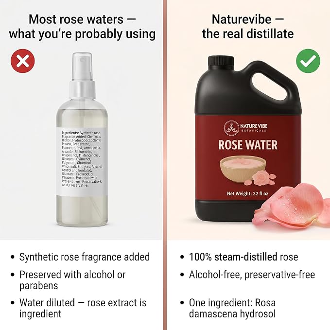 Naturevibe Botanicals Pure Rose Water Toner 32 oz Hydrating Facial Mist & Hair - Image 4