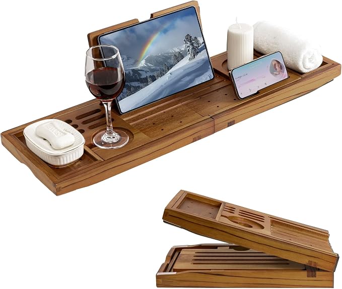 Luxury Teak Bathtub Tray by FLYJOE