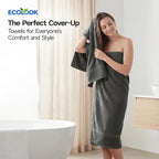 ecolook Bath Towels Set of 4, 100% Cotton, 27 x 55 Inches, Quick-Drying & - Image 2