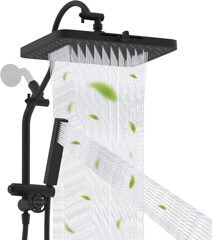 Hibbent Upgraded cUPC Certified 13'' Shower Head Combo, High Pressure 5-spray by Hibbent