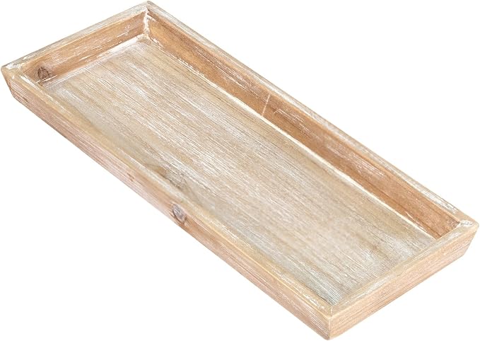 MAONAME Wash White Bathroom Vanity Tray, Rustic Long Narrow Tray, Rectangle by MAONAME