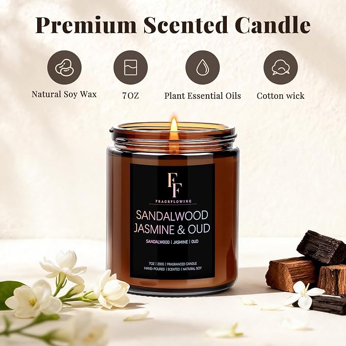 Sandalwood Jasmine Scented Candle - Image 2
