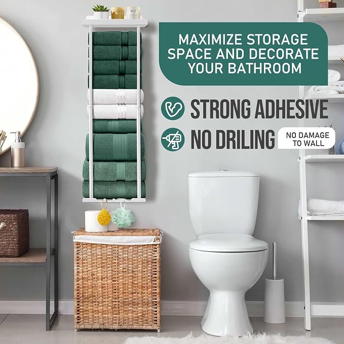 Hommtina Bathroom Towel Storage Black Towel Holder Bathroom Decor Aesthetic - Image 2