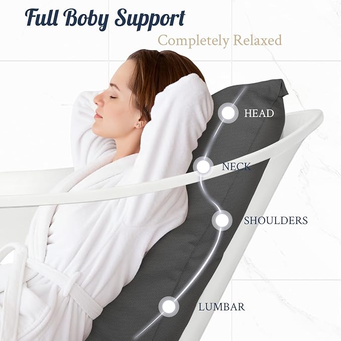 Luxury Bath Pillow for Bathtub, Soft & Comfortable Head Neck & Back Support - Image 2