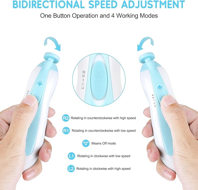 Electric Nail File Drill for Baby No Sharp Claws Hurt, 6 in 1 Safety Cutter - Image 3