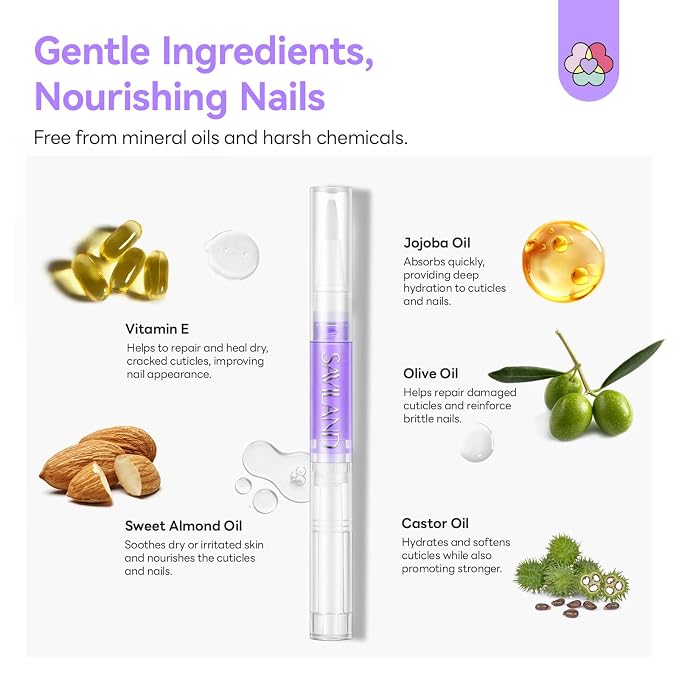 SAVILAND Natural Cuticle Oil Pen: 18 PCS Plant-Based Cuticle Oil - Image 5