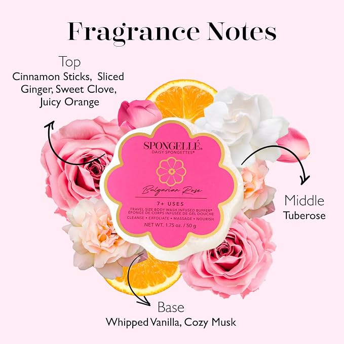 Spongellé Bulgarian Rose Daisy Spongette Bath Sponge | Built-in Body Wash & - Image 3