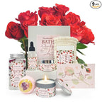 Rose Spa Gift Set for Women, Luxury 9 Pcs Bath Salts Set, Relaxation Gifts for by PEARLWORLD