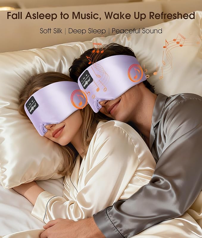 MUSICOZY 3D Silk Bluetooth Sleep Mask Headphones, Mulberry Silk Eye Mask - Image 2