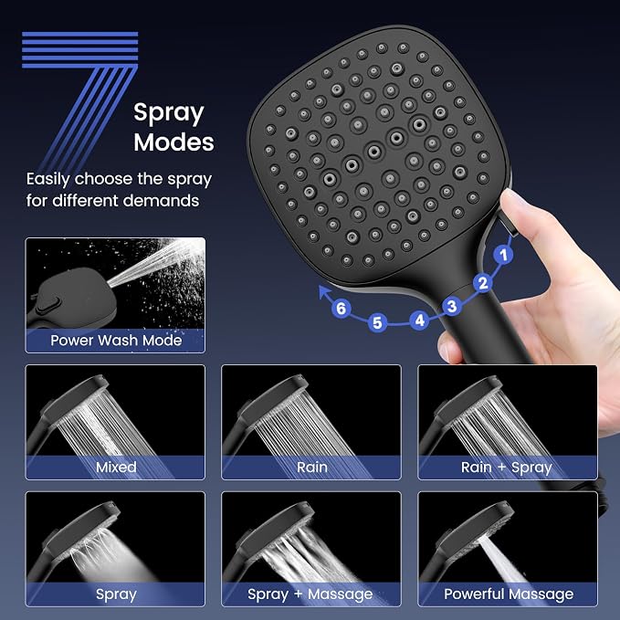 Filtered Shower Head with Handheld, High Pressure 7 Spray Showerhead with - Image 4
