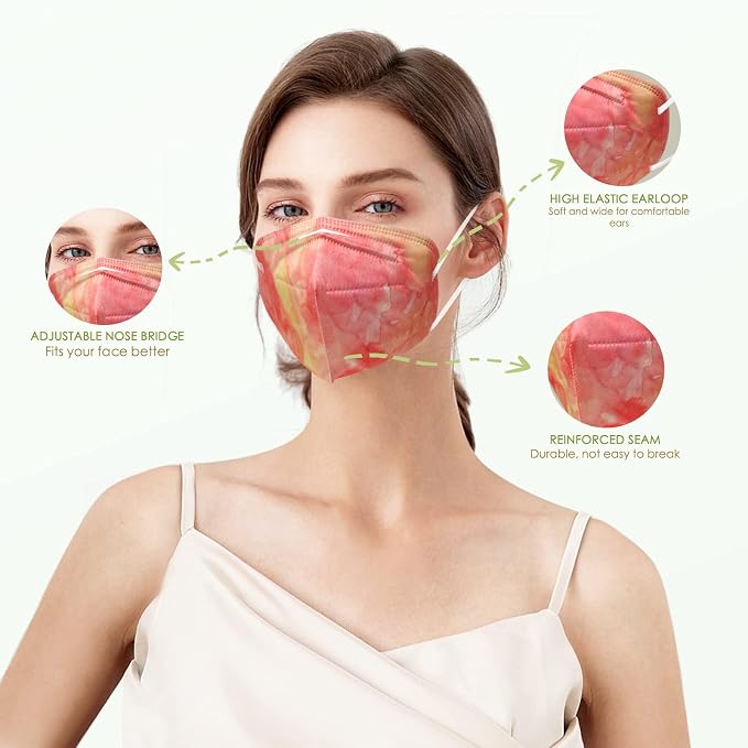 Wecolor KN95 Face Masks 50 Pack 5-Ply Breathable Safety Respirator Cup Dust - Image 5