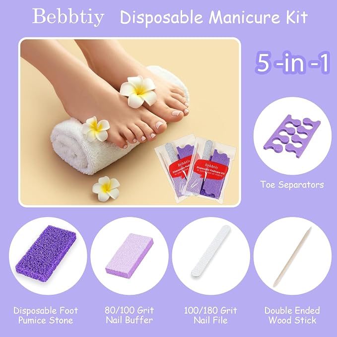 Disposable Pedicure Kit Sets, 5 in 1 Nail Salon Manicure Pedicure Kit - Image 3