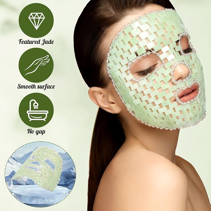 Demissle 4 Pcs Jade Eye Mask Jade Stone Facial Mask Scrap Massage Tool Hair - Image 3
