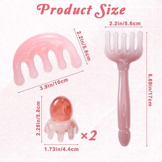 4 PCS Head Massager Scalp Comb Resin Scalp Stress Relax Tool Hair Gua Sha Comb - Image 2
