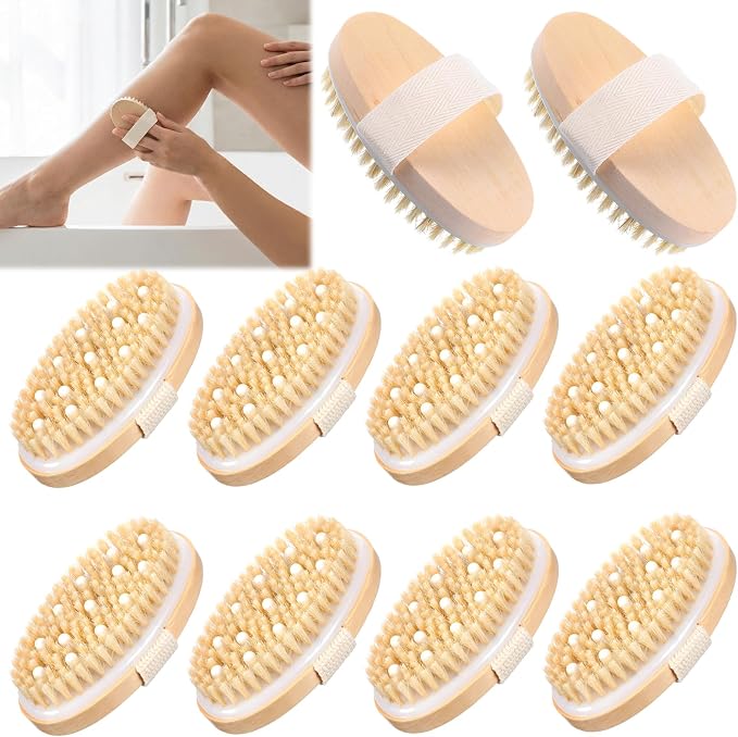 Sibba 10 Pack Dry Brushing Body Brush, Natural Bristle Exfoliating Brush - Image 3