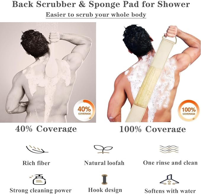 Exfoliating Natural Loofah Sponge Back Scrubber - Image 4