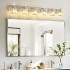 PRESDE Crystal 6-Light Bathroom Vanity Light Fixtures Brushed Nickel Modern - Image 7