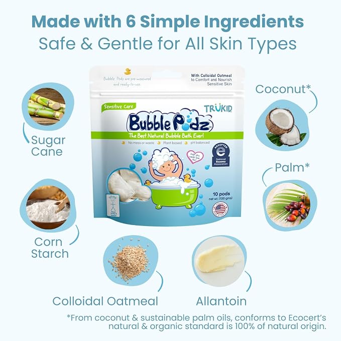 TruKid Bubble Podz Bubble Bath for Kids, & Babies, NEA-Accepted for Eczema - Image 6