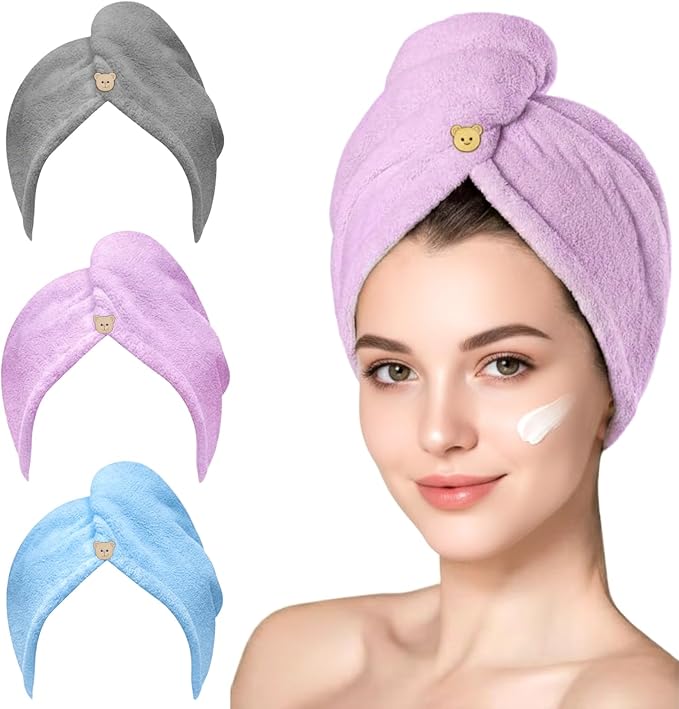 3 Pack Microfiber Hair Towel Wrap by YHPDYL