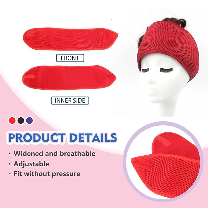 2Pcs black and red Mesh Hair Wraps, Thicker Soft Head Wraps - Image 3