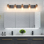 SOLFART 5 Lights Vintage Vanity Lighting Over Mirror Brass Bathroom Vanity - Image 5