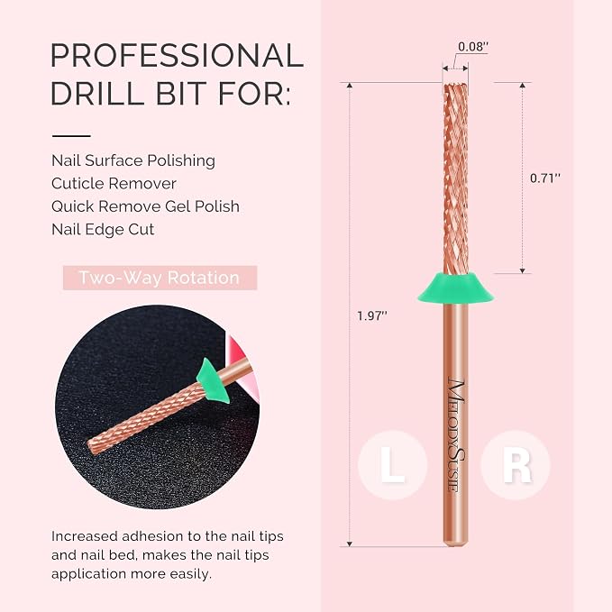 MelodySusie Super Long Mini Barrel Nail Buffer Bit, Professional Safety Carbide - Image 3