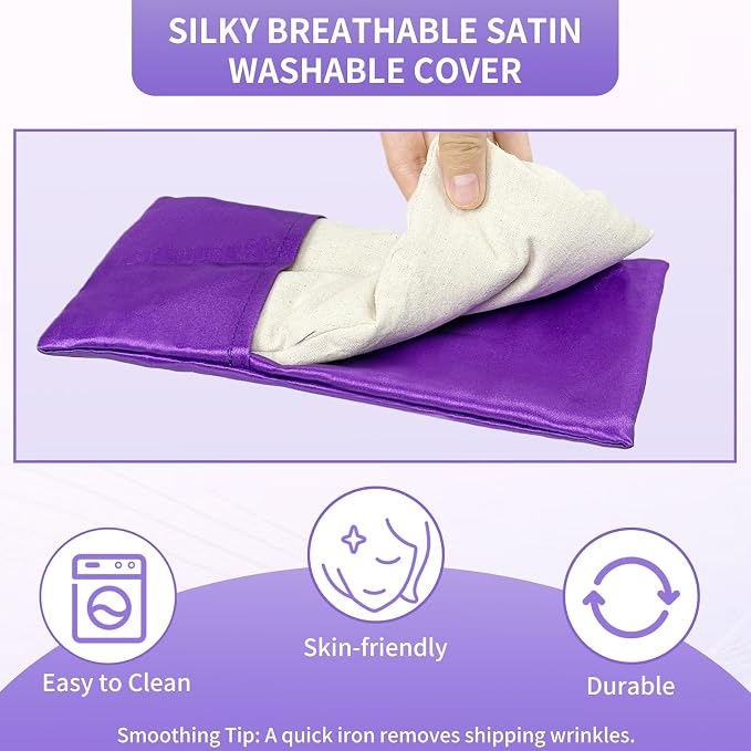 Lavender Eye Pillow for Relaxation, Washable Weighted Eye Mask - Image 4