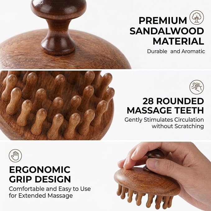 2 Pack Bamboo Brush for Hair Growth, Wooden Scalp Massager for Daily Stress - Image 3