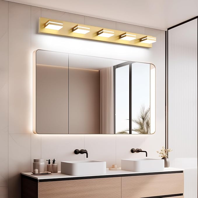 SineRise LED Modern Bathroom Vanity Light Fixtures, Matte Gold Modern Acrylic - Image 7