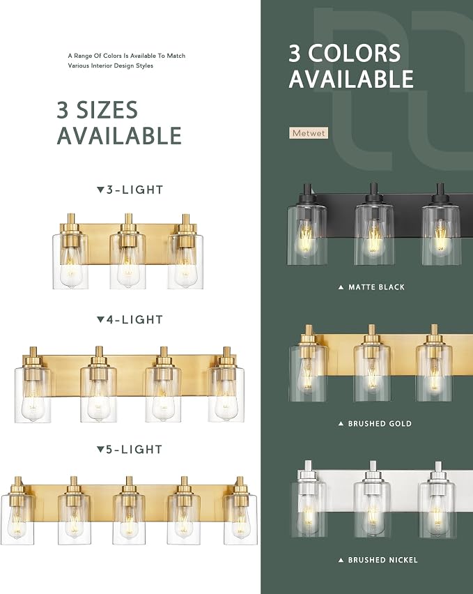 5-Light Bathroom Light Fixtures, 30 Inch Brushed Gold Vanity Light - Image 8