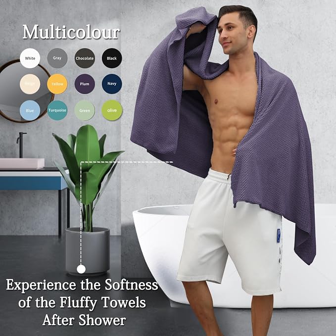 8-Piece Purplr Bath Towels Set, 2 Oversized Large Bath Towels Sheet, 2 Hand - Image 5