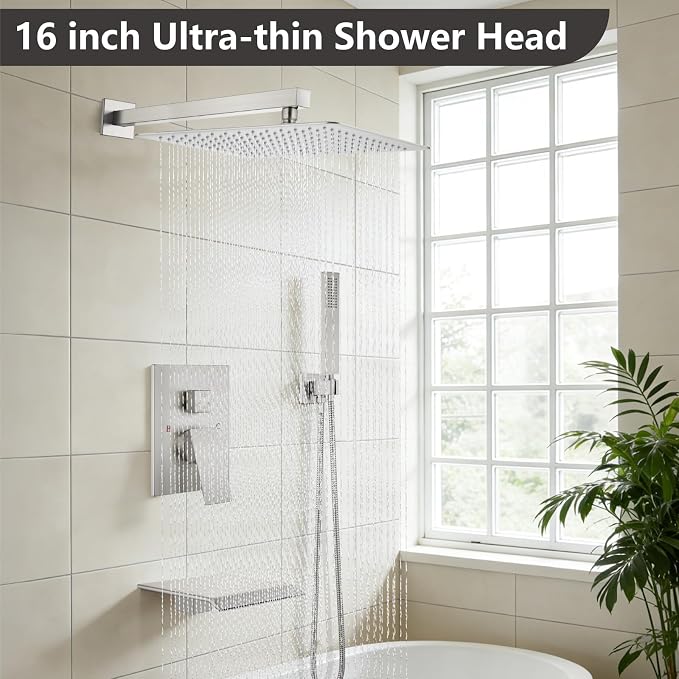 Midanya Shower System with Tub Spout, Bathtub Shower Faucet Set with Square - Image 2