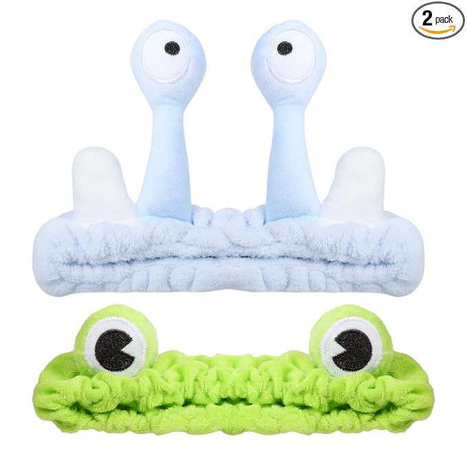 Frog Eye Face Wash Headband Women Snail Spa Hair Band Soft Coral Fleece by Miroksh