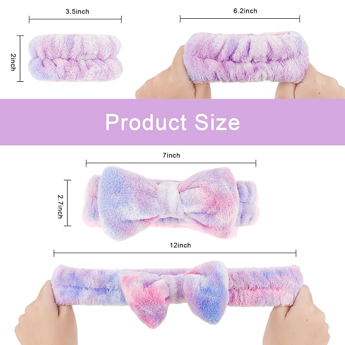 CIEHER 12 PCS Makeup Headband for Women Wrist Washband Scrunchies Cuffs for - Image 4