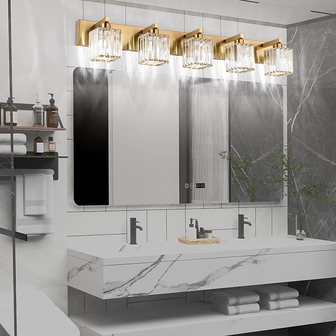 Aipsun Bathroom Vanity Lights Fixtures Crystal Vanity Light 5 Light Modern - Image 6