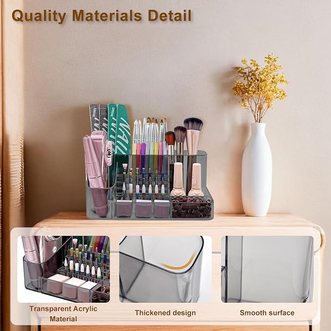 ANRUI Nail Drill Holder, 28 Holes Nail Drill Machine & Bits Storage Box - Image 4