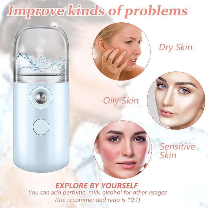Mudder 4 Pcs Nano Facial Mister Handy Nano Mist Sprayer 30ml Visual Water Tank - Image 9