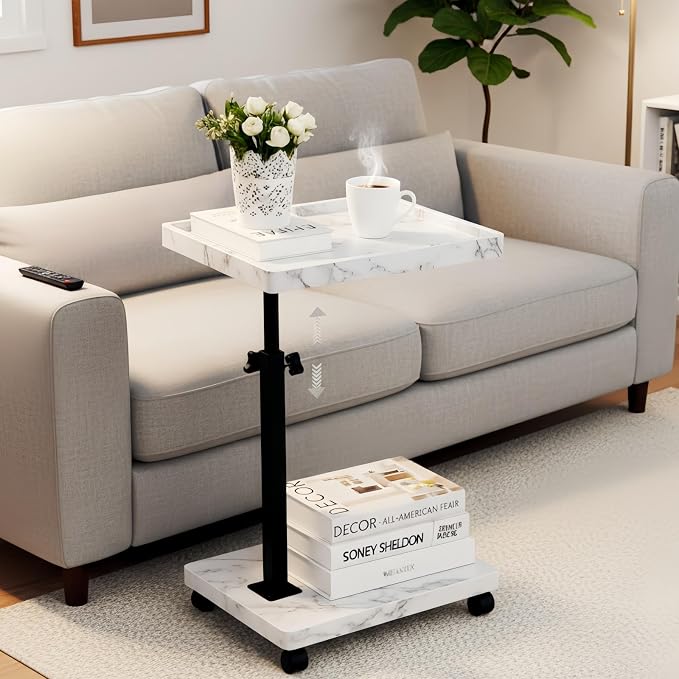 C Table End Table Adjustable Height, C Shaped End by BohodiyCShapedEndTable