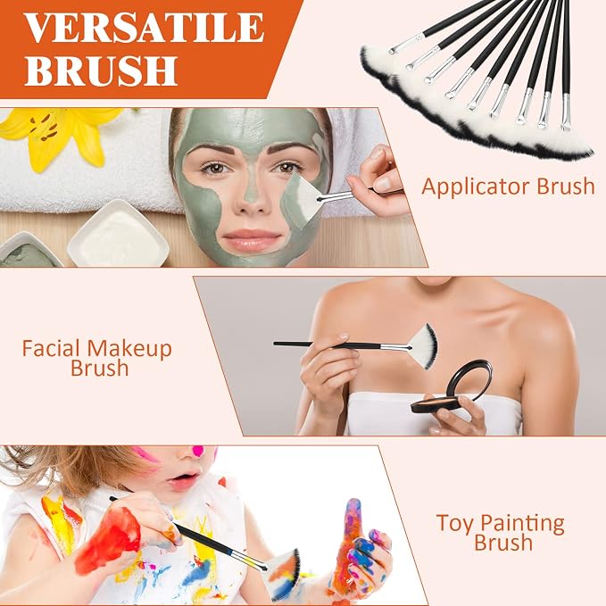 9 Pieces Facial Fan Mask Brushes, Soft Facial Applicator Brushes Tools - Image 6