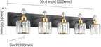 PRESDE 5-Light Crystal Bathroom Vanity Light, Modern Black and Gold Wall Sconce - Image 5