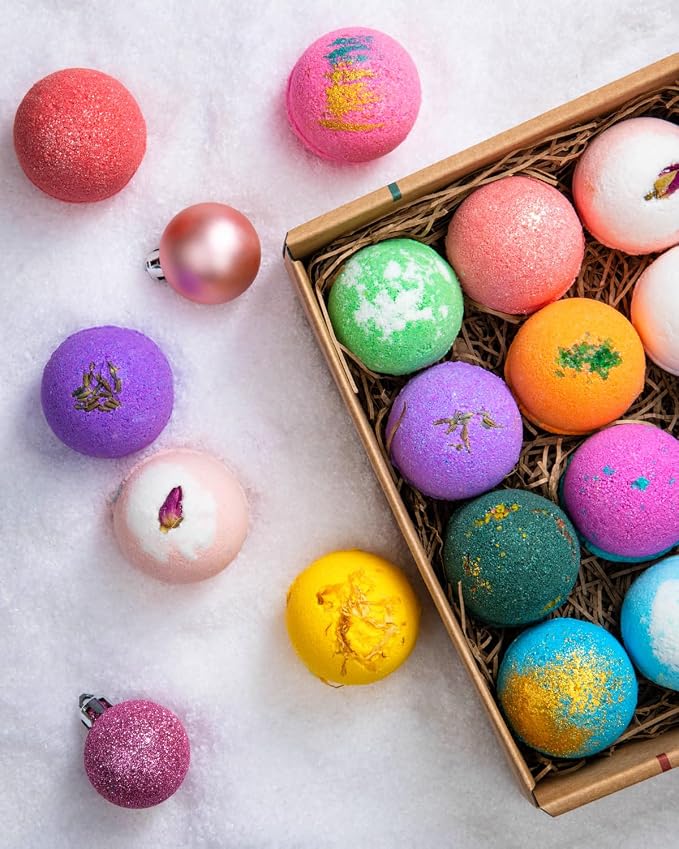 LifeAround2Angels Bath Bombs Gift Set 12 USA made Fizzies, Shea & Coco Butter - Image 2