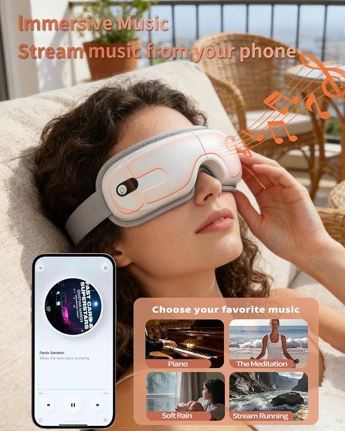 Pinailon Eye Massager with Heat, Massaging Eye Mask with Heating & Music - Image 3