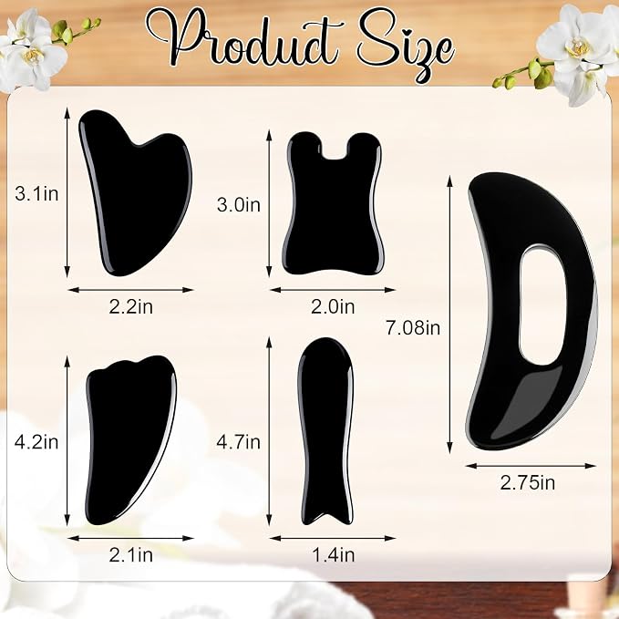 Treela 5 Pcs Gua Sha Facial Tools Set and 1 Pcs Body Gua Sha Massage Tool - Image 2
