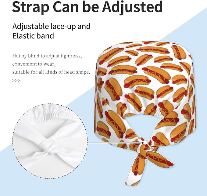 Working Cap Scrub Caps with Sweatband Adjustable Tie Back Hat Nurse Surgical - Image 2
