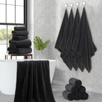 Hailea Black Hand Towels Set 16x31 Inches, Soft Microfibers Bathroom Towel Set - Image 5