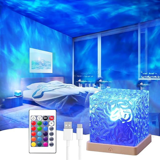 Ocean Wave Projector Light, 16 Color Rechargeable Ocean Lamp, by Growalleter